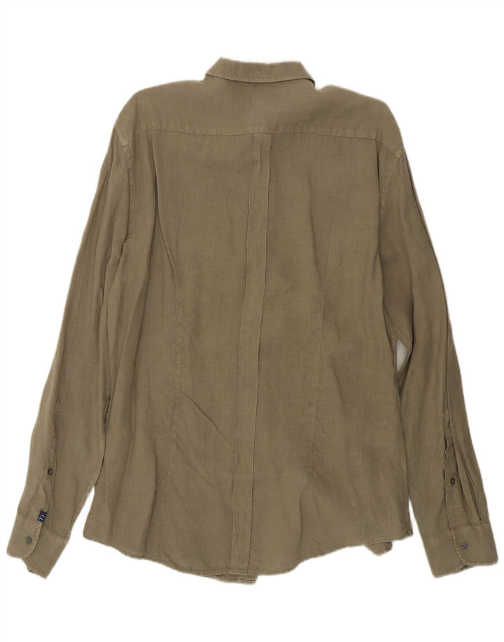 Trussardi Jeans Herreskjorte Stor Khaki Linned