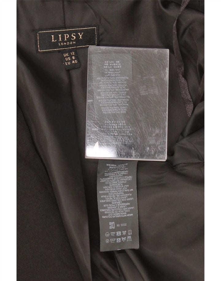 LIPSY Womens Double Breasted Blazer Jacket UK 12 Medium Black Polyester