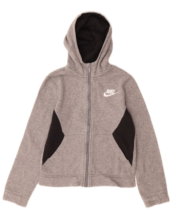 Nike hættetrøje med lynlås til drenge 8-9 år Small Grey Colourblock Bomuld