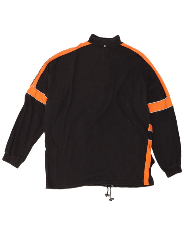 Diadora Herre Button Neck Sweatshirt Jumper XL Sort Colourblock Bomuld