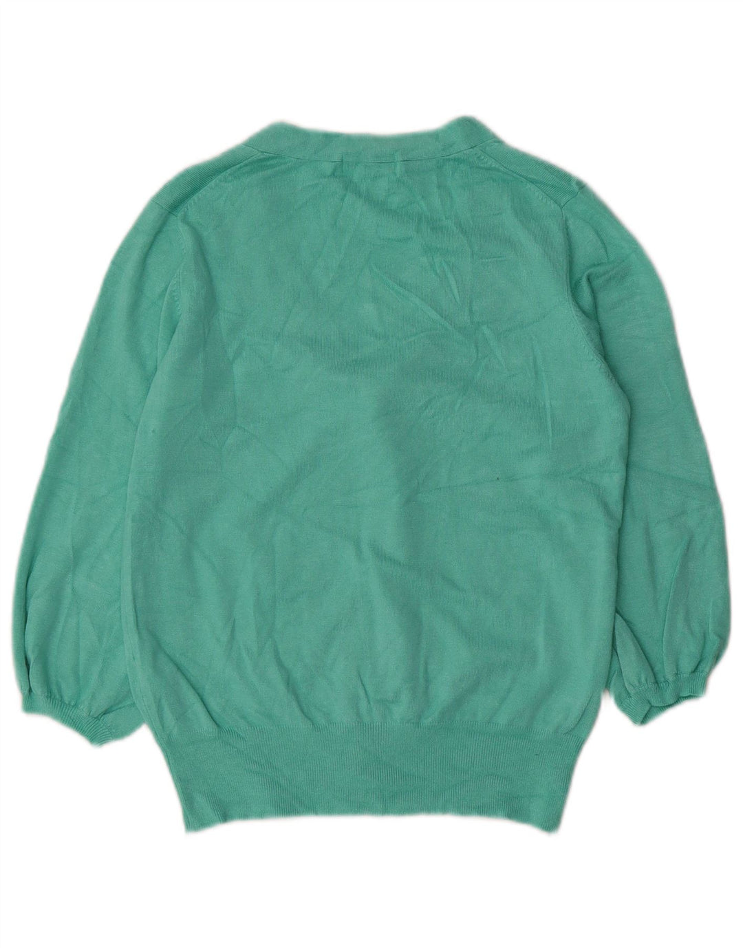 Marks & Spencer Dame 3/4-ærmet V-hals sweater UK 14 Medium Green