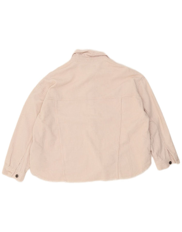 Zara Dame Oversized Corduroy Shirt UK 16 Large White Bomuld