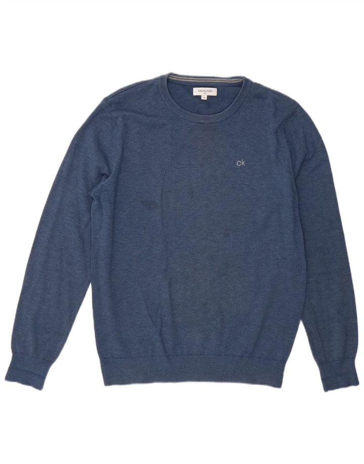 Calvin Klein Herre Crew Neck Jumper Sweater Medium Blue Bomuld
