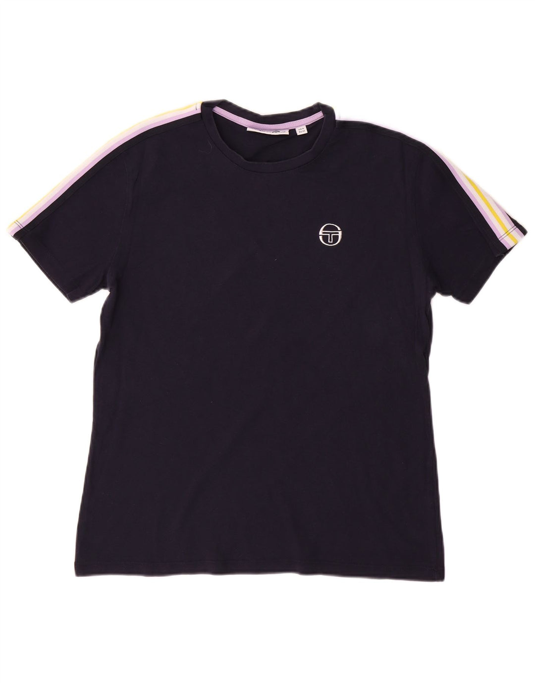 SERGIO TACCHINI Herre T-Shirt Top Small Navy Blue Colourblock