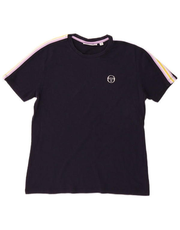 SERGIO TACCHINI Herre T-Shirt Top Small Navy Blue Colourblock