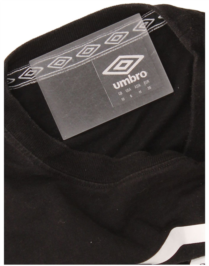Umbro Womens Crop Oversized grafisk top Langærmet UK 10 Small Black