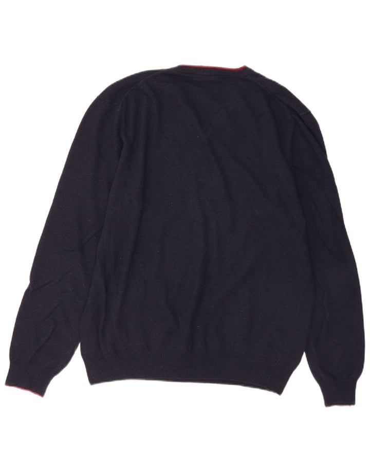 Harmont & Blaine Herre V-hals sweater XL marineblå uld