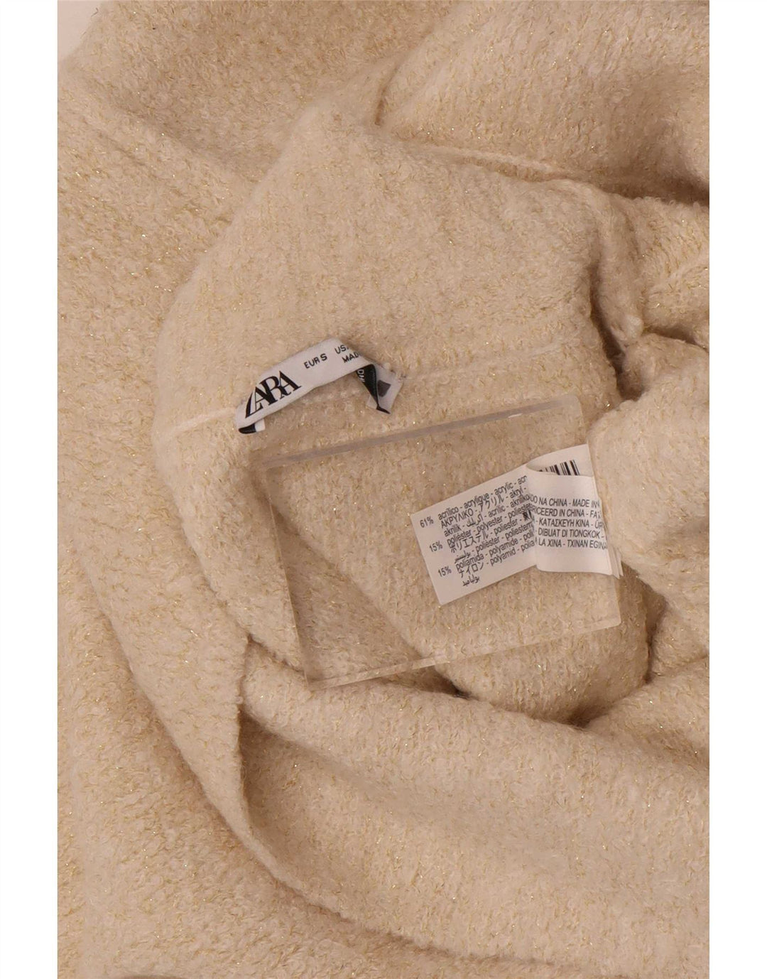 Zara Dame Oversized Vest Tank Top UK 10 Small Off White Akryl