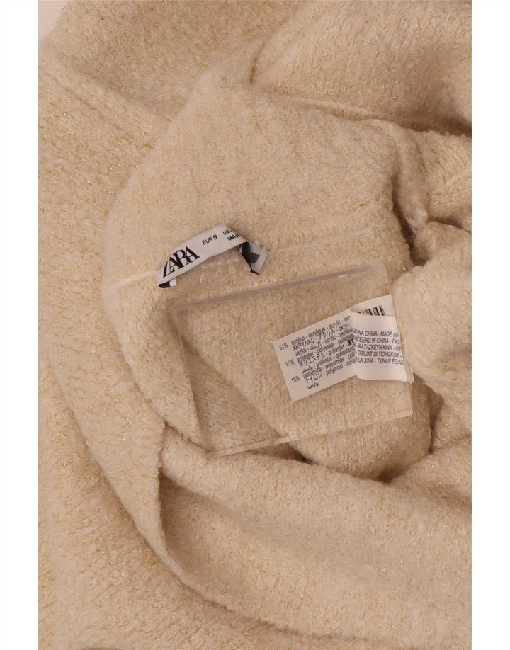 Zara Dame Oversized Vest Tank Top UK 10 Small Off White Akryl