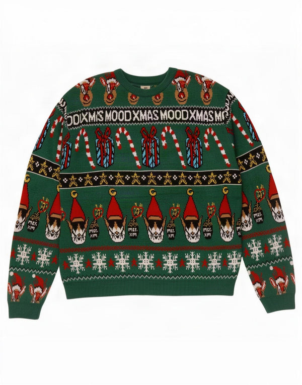 Zara Boys Jumper Sweater med rund hals 13-14 år Green Fair Isle Christmas