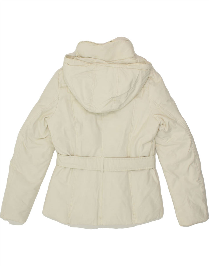 KAPPA Womens Hooded Padded Jacket UK 14 Medium Off White Cotton Vintage Kappa and Second-Hand Kappa from Messina Hembry 