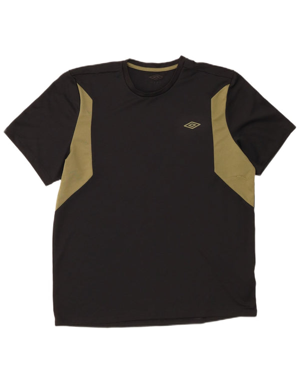 Umbro Herre T-Shirt Top Medium Sort Colourblock Polyester