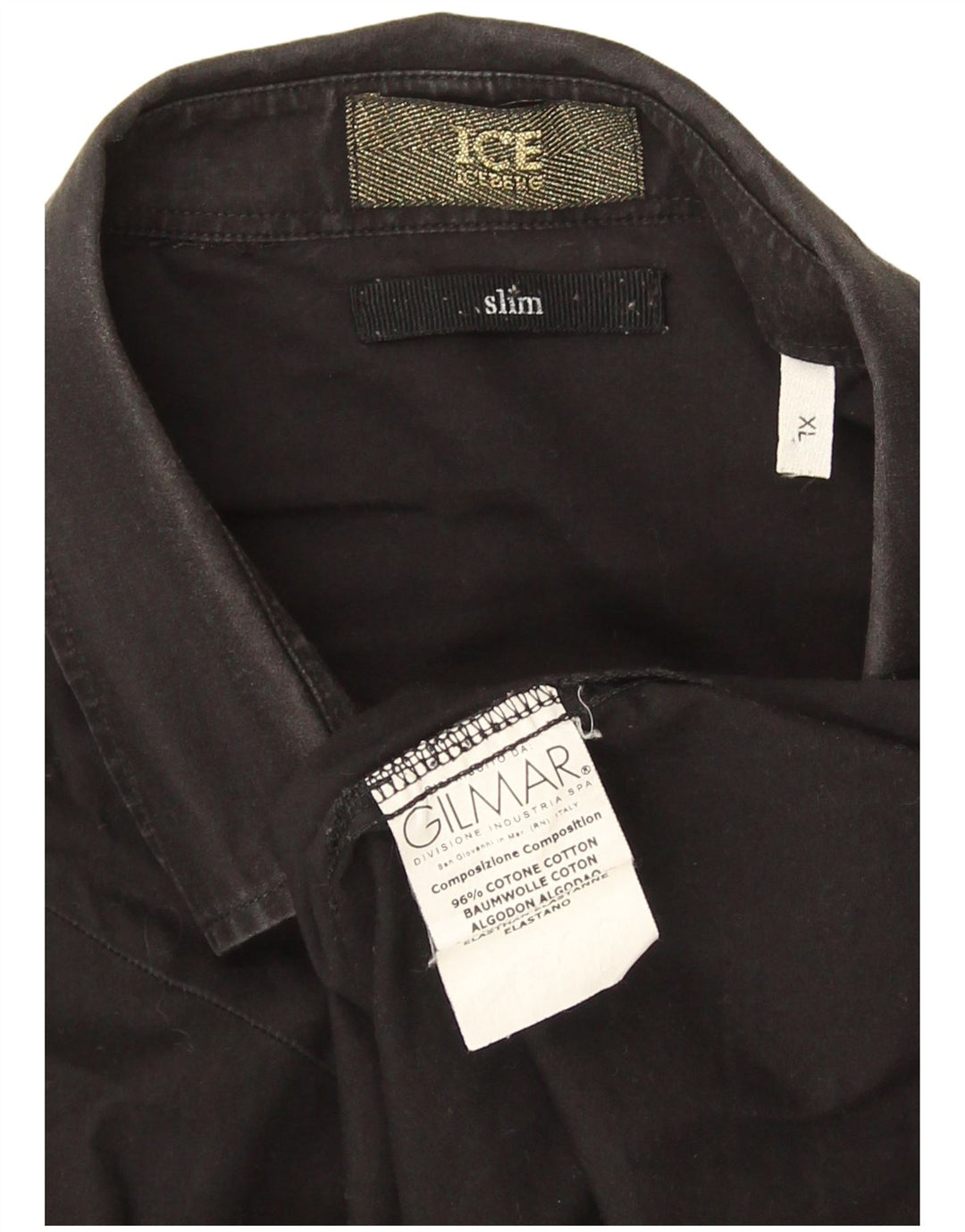 Iceberg Herre Slim Fit Skjorte XL Sort Bomuld