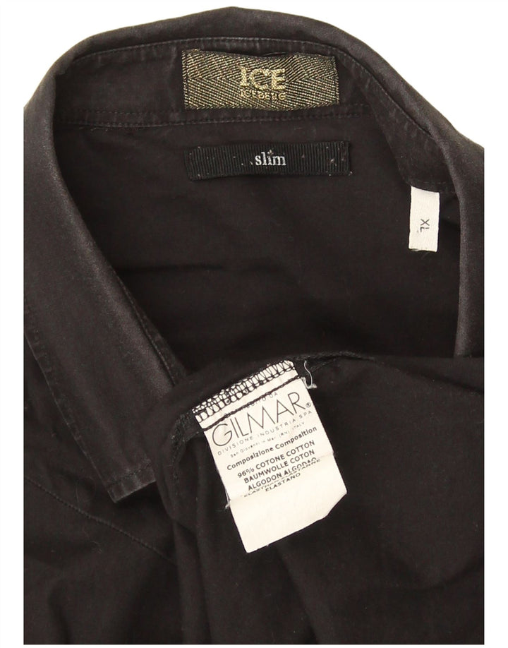 Iceberg Herre Slim Fit Skjorte XL Sort Bomuld