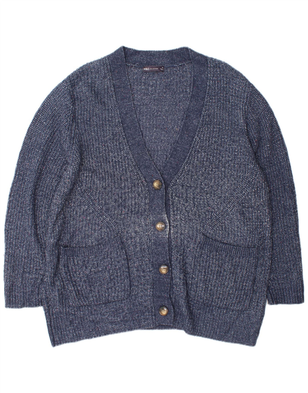 Marks & Spencer Dame oversized cardigan sweater UK 18 XL Blå Flecked
