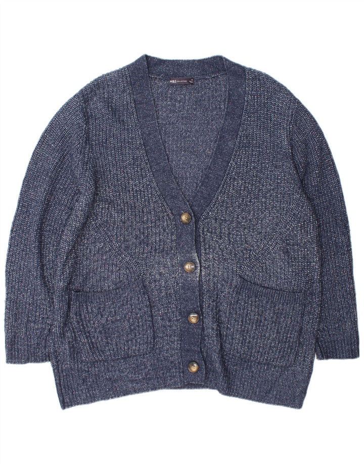 Marks & Spencer Dame oversized cardigan sweater UK 18 XL Blå Flecked