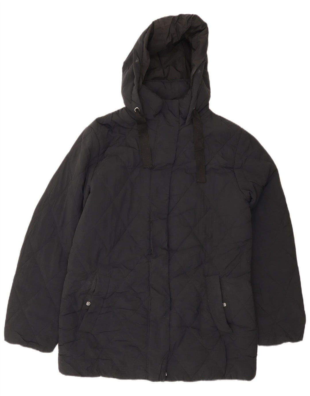 Marks & Spencer Dame Hætte Oversized Polstret Jakke UK 8 Lille Sort