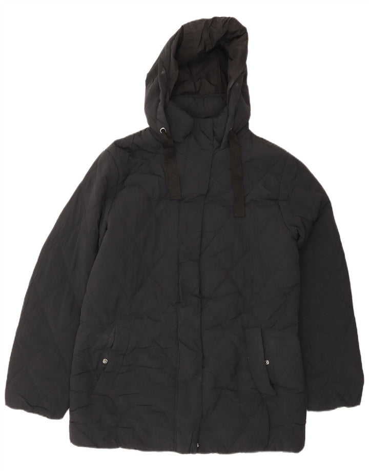 Marks & Spencer Dame Hætte Oversized Polstret Jakke UK 8 Lille Sort