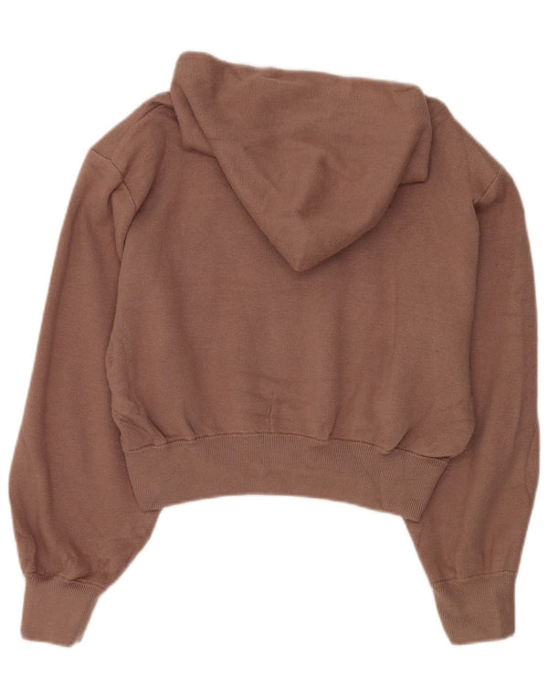 Zara Dame Crop Hoodie Jumper UK 14 Medium Beige Viscose