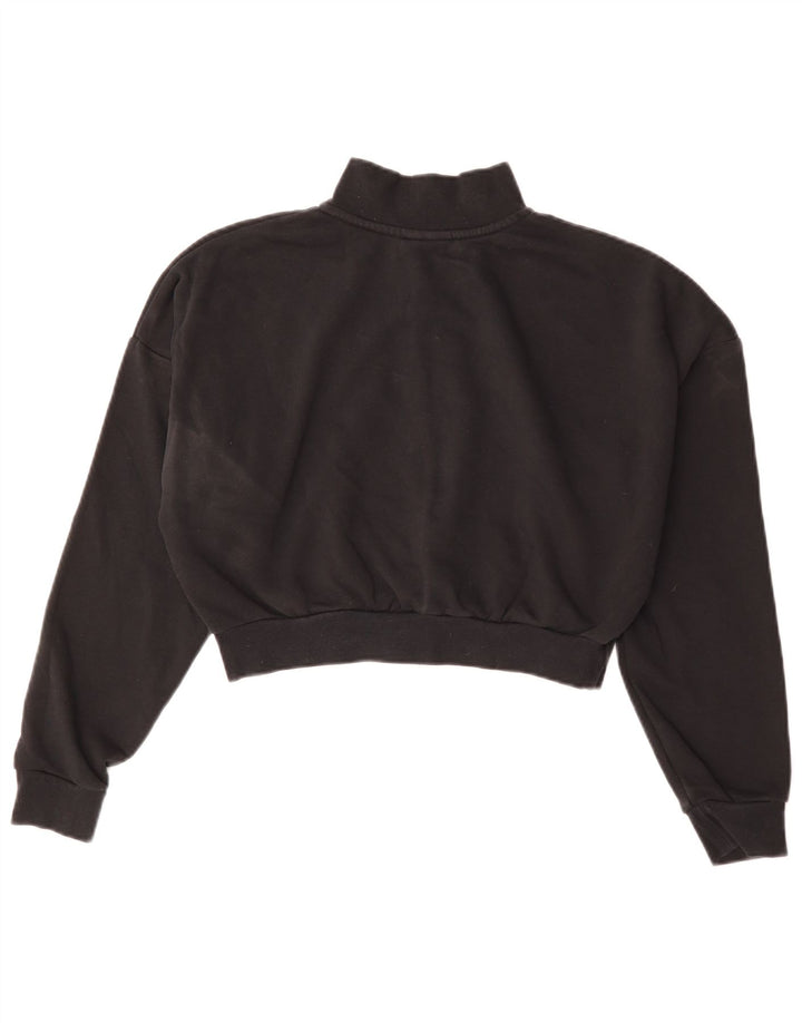 Nike Womens Oversized Crop Zip Neck Sweatshirt Jumper UK 10 Small Black