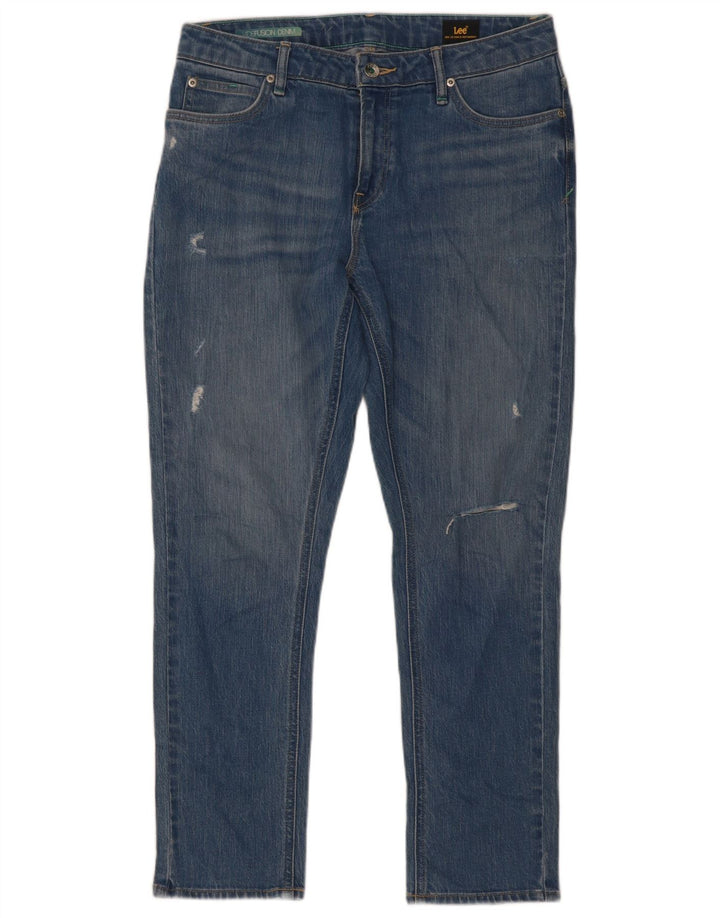 Lee Kvinder Distressed Slim Jeans W27 L26 Blå Bomuld