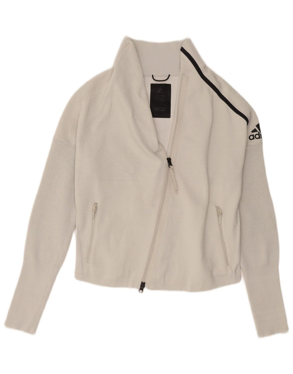 Adidas Grafisk træningsdragt topjakke til kvinder UK 8/10 Lille hvid polyester