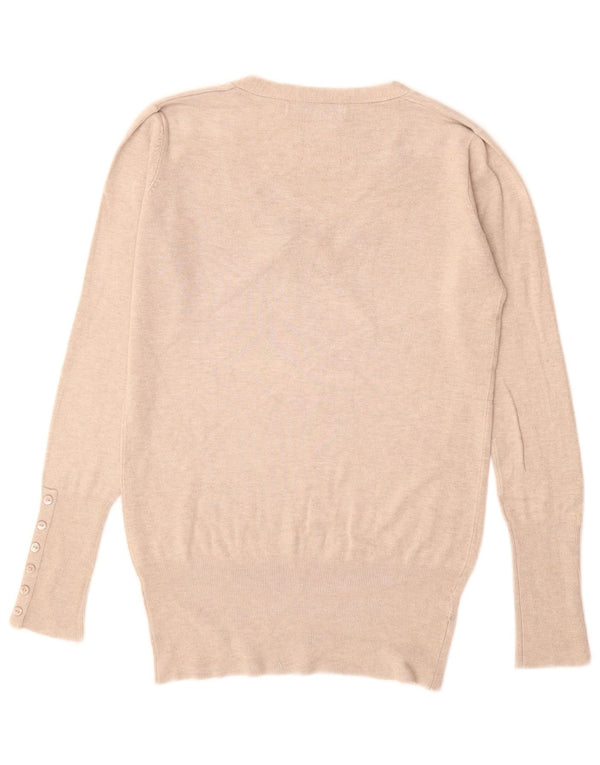 ZARA Dame V-hals sweater UK 12 Medium Beige