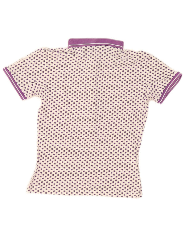 Fred Perry Dame Polo Shirt UK 12 Medium White Spotted Bomuld