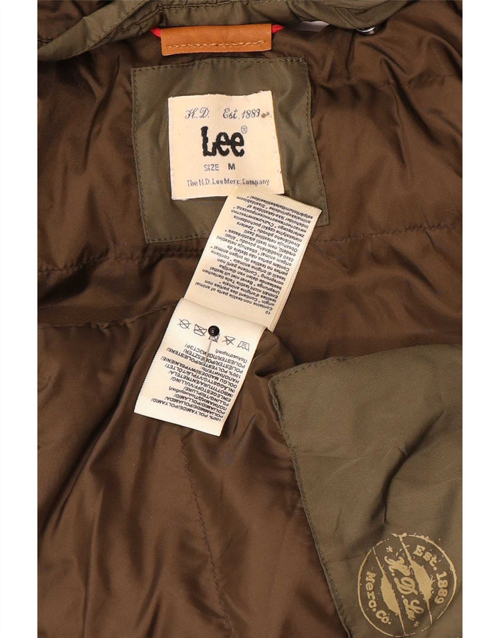 Lee Dame hættepolstret jakke UK 14 Medium Khaki Polyamid