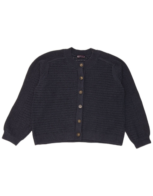 Marks & Spencer Dame Crop Cardigan Sweater UK 16 Large Navy Blue Cotton