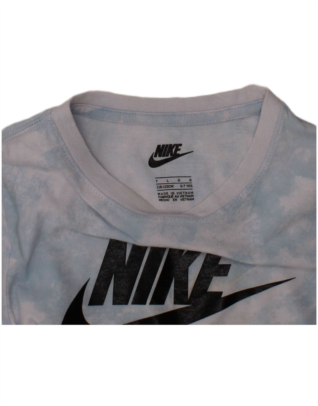 NIKE drenge grafisk t-shirt top 6-7 år Large Blue Tie Dye