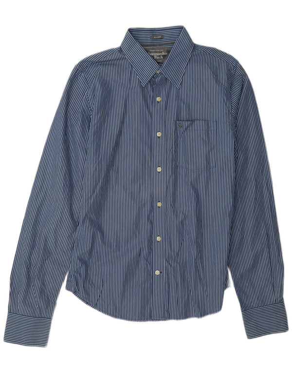Abercrombie & Fitch Herre Muscle Shirt Medium Blue Pinstripe Bomuld