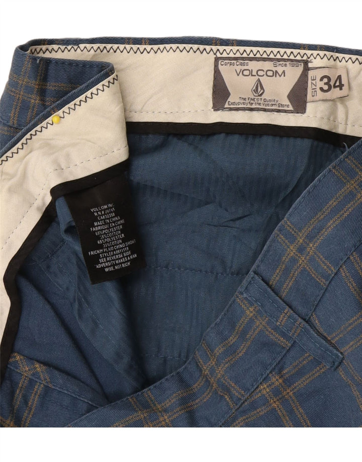 Volcom Herre Chino Shorts W34 Large Blue Check Polyester