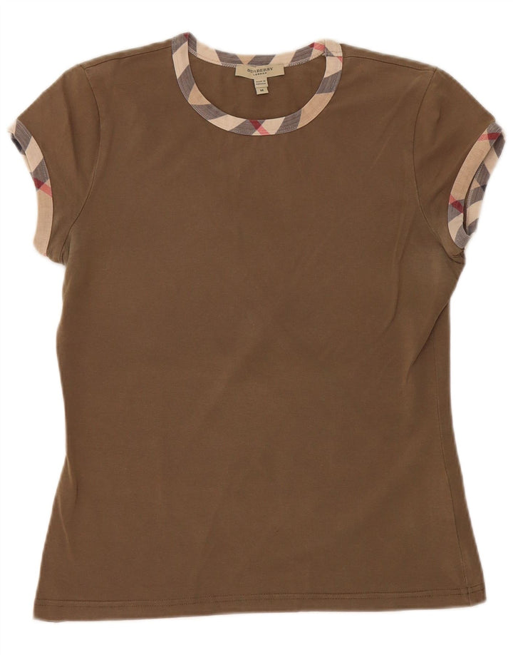 BURBERRY T-shirt top til kvinder UK 12 Medium Khaki Bomuld