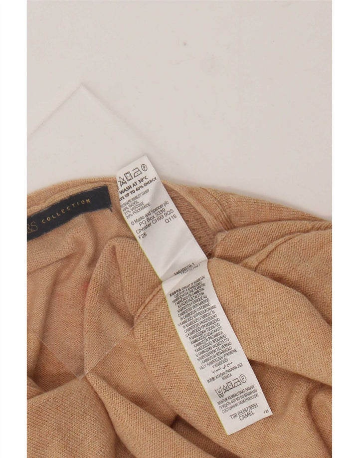 Marks & Spencer Dame V-hals sweater UK 12 Medium Beige Uld