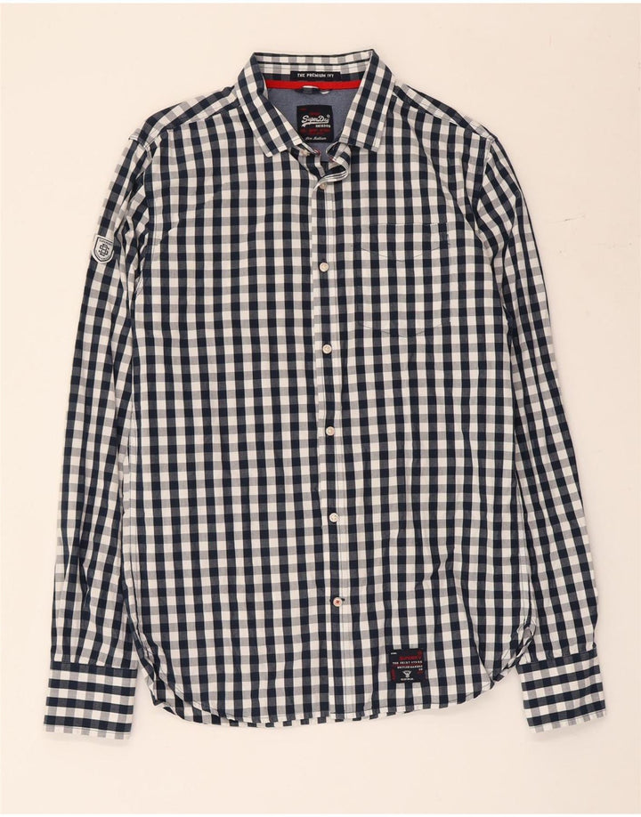 Superdry Herre Loose Fit skjorte Medium Marineblå Gingham Cotton