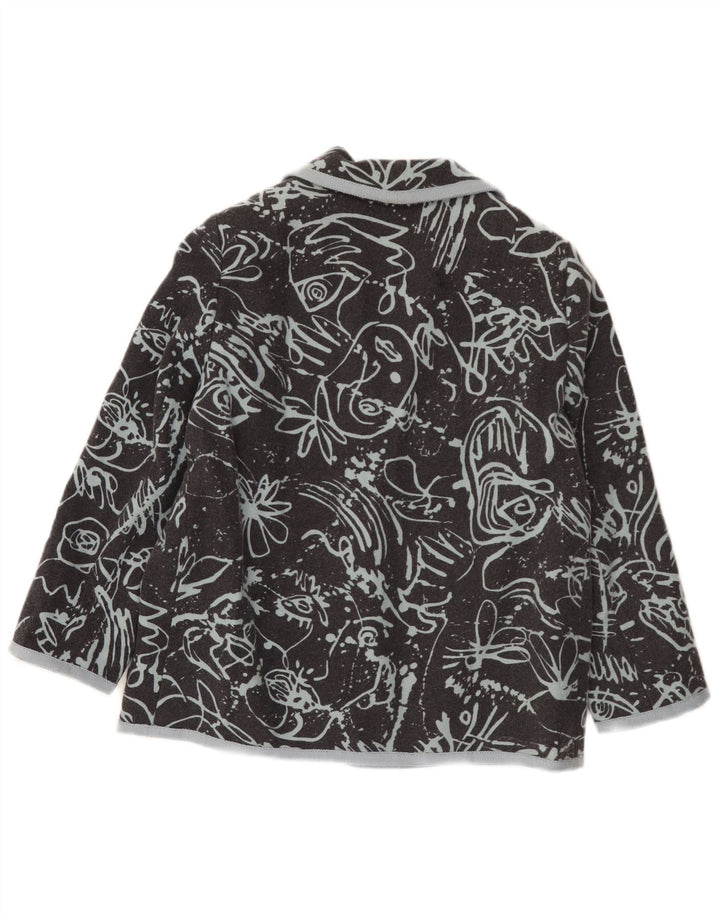 Vintage dame grafisk 2-knaps blazerjakke UK 16 Large Black