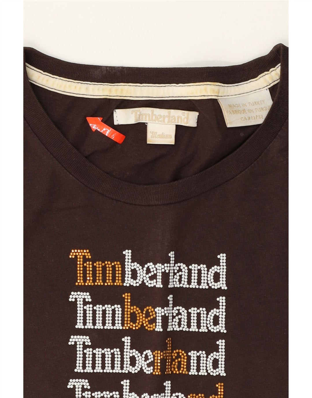 TIMBERLAND Womens Graphic Top Long Sleeve UK 12 Medium Brown Cotton Vintage Timberland and Second-Hand Timberland from Messina Hembry 