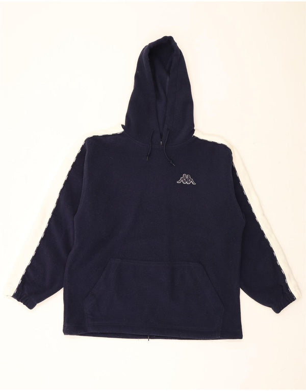Kappa Herre Fleece Hoodie Jumper Large Navy Blue Colourblock Polyester