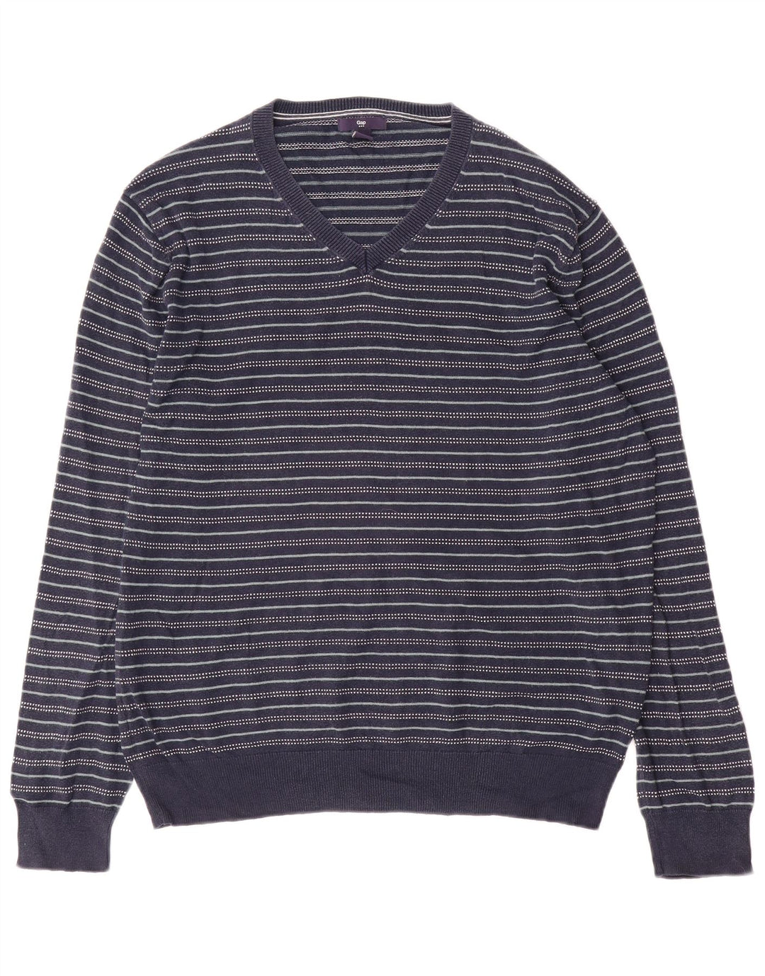 Gap Herre V-hals sweater Medium Marineblå Stribet bomuld