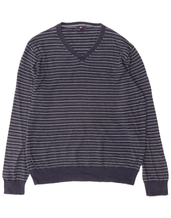 Gap Herre V-hals sweater Medium Marineblå Stribet bomuld