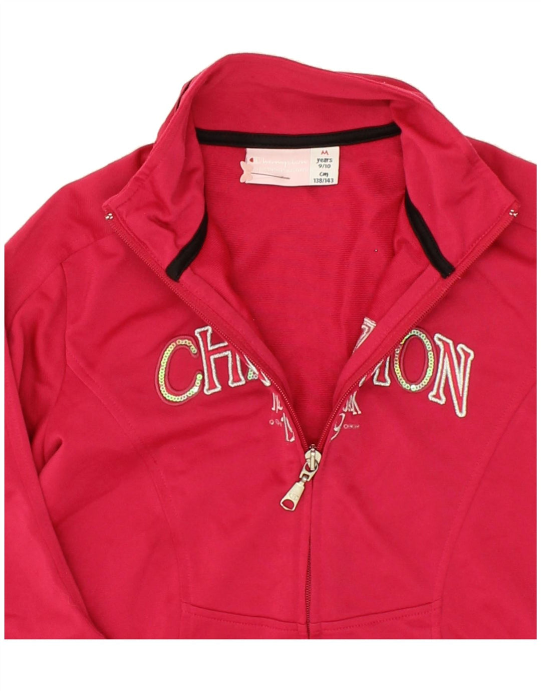 CHAMPION Girls Graphic Tracksuit Top Jacket 9-10 Years Medium Pink Vintage Champion and Second-Hand Champion from Messina Hembry 