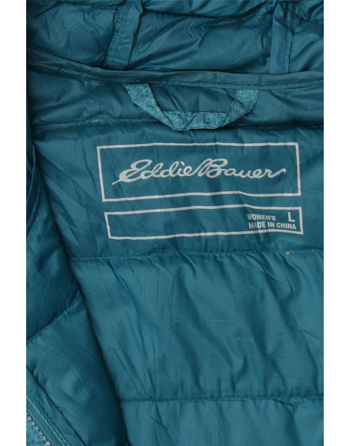 EDDIE BAUER Dame hætte polstret frakke UK 14 Large Blue