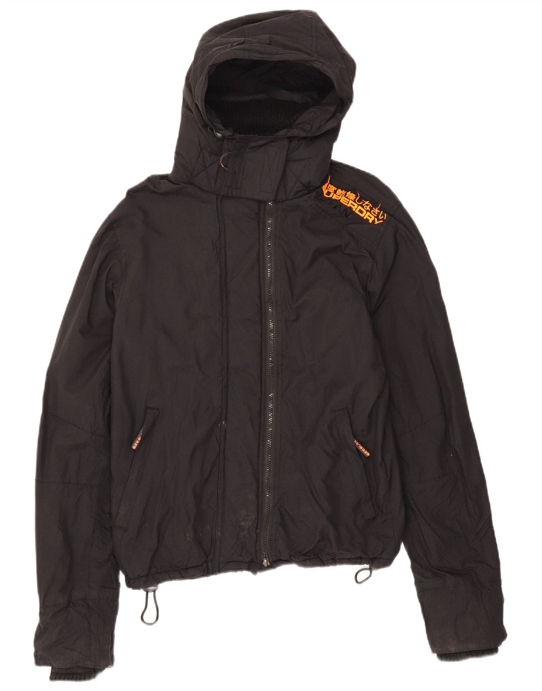 Superdry Herre grafisk vindjakke med hætte UK 36 Lille sort nylon