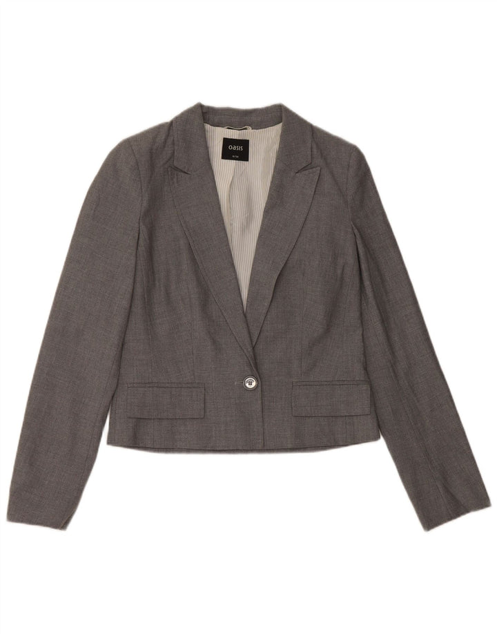 OASIS Womens Crop 1-knaps blazerjakke UK 8 Small Grå Polyester