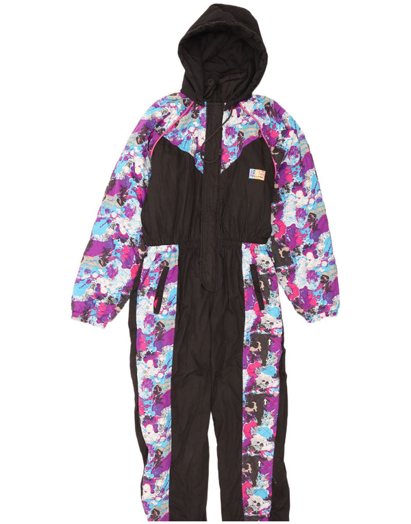 Vintage Ski Jumpsuit med hætte til mænd Medium Sort Colourblock Polyester