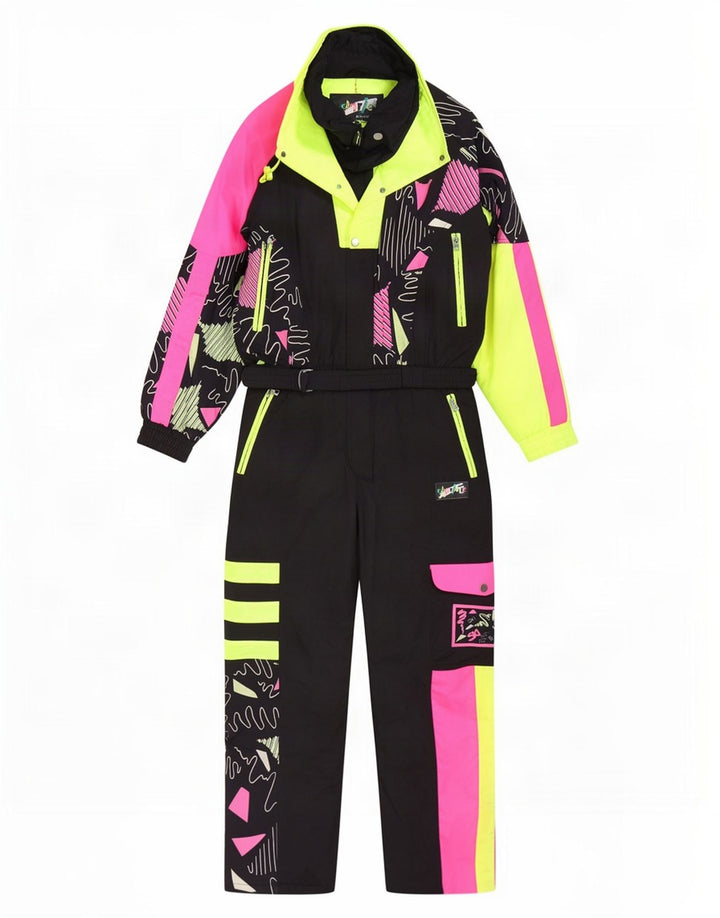 Vintage Ski Jumpsuit til mænd Stor flerfarvet Colourblock