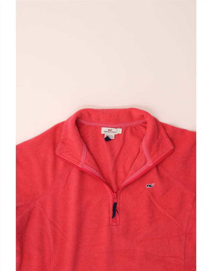 VINEYARD VINES Womens Zip Neck Fleece Jumper UK 16 Large Pink Polyester Vintage Vineyard Vines and Second-Hand Vineyard Vines from Messina Hembry 