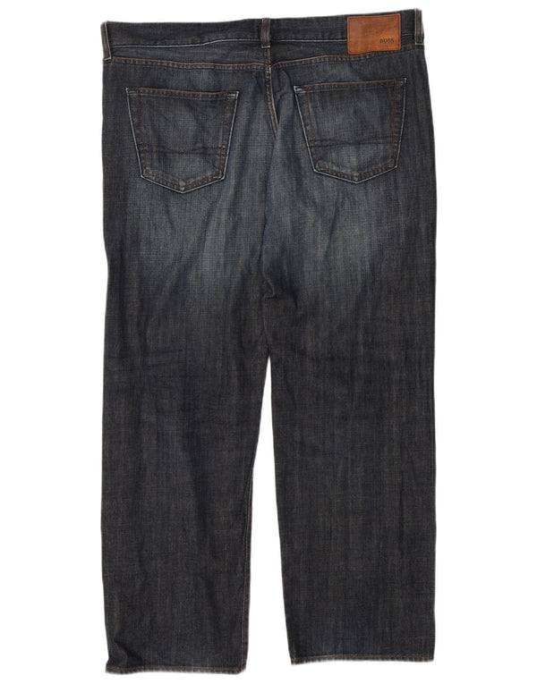 Hugo Boss Straight Jeans til mænd W40 L32 Marineblå bomuld
