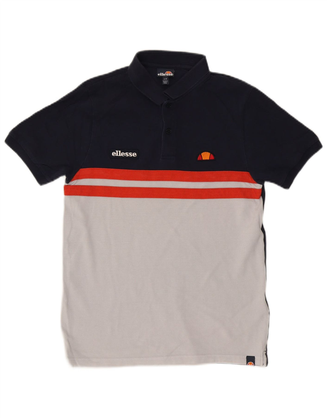 Ellesse Herre Polo Shirt Medium Navy Blue Colourblock Bomuld